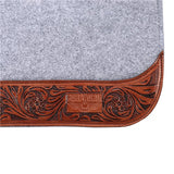 Fort Worth Floral Tooled Felt Saddle Pad - 32" x 30"