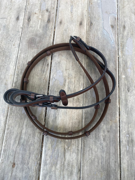 Platinum Small Pony Web Reins - Brown