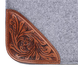 Fort Worth Floral Tooled Felt Saddle Pad - 32" x 30"