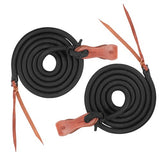 Fort Worth Yacht Rope Split Reins With Leather Slob-Black