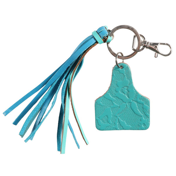 Fort Worth Ear Tag Tassel Key Ring - Turquoise