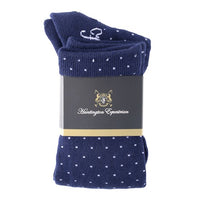 Huntington Knee High Horse Riding Socks - Navy/Polka Dot